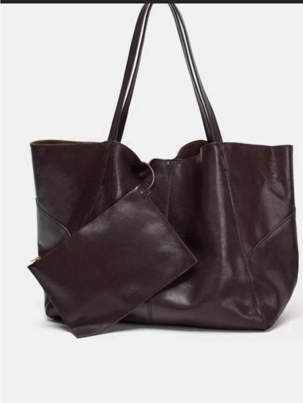 🔥🔥Zara  Dark Brown Leather Tote Bag